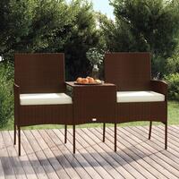 2-personers havestol med tebord polyrattan brun