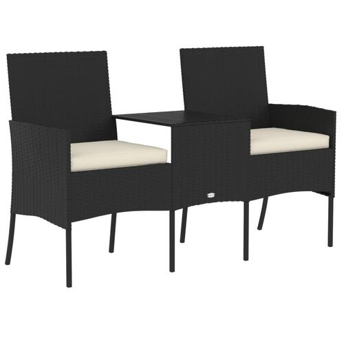 2-personers havestol med tebord polyrattan sort