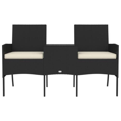 2-personers havestol med tebord polyrattan sort