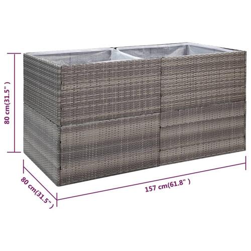 Plantekasse 157x80x80 cm polyrattan grå
