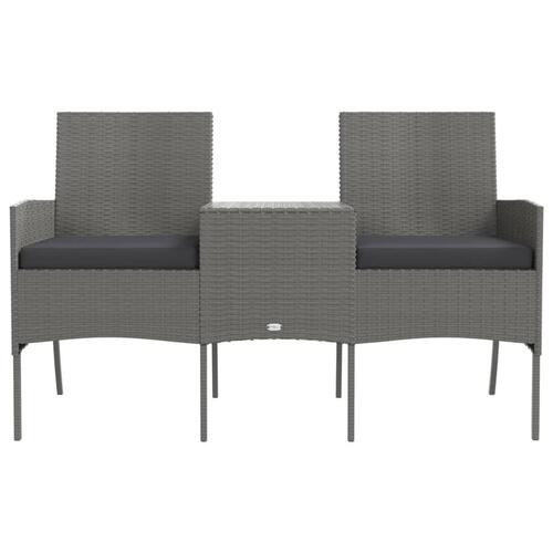 2-personers havestol med tebord polyrattan antracitgrå