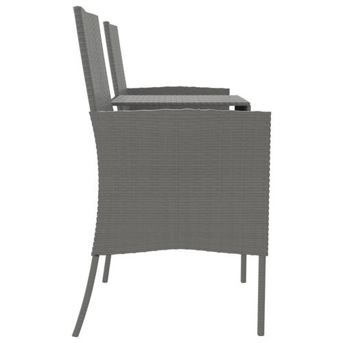 2-personers havestol med tebord polyrattan antracitgrå