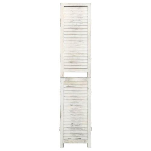 4-panels rumdeler 140x165 cm massivt træ antik hvid