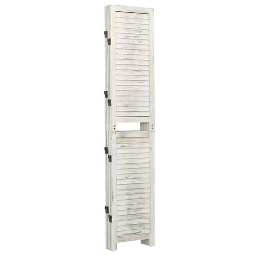 4-panels rumdeler 140x165 cm massivt træ antik hvid