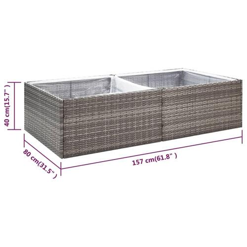 Plantekasse 157x80x40 cm polyrattan grå