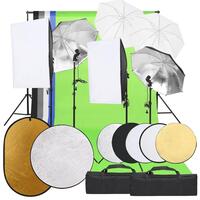 Fotostudiesæt med lampesæt + baggrund og reflektor