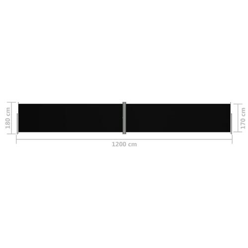 Sammenrullelig sidemarkise 180x1200 cm sort