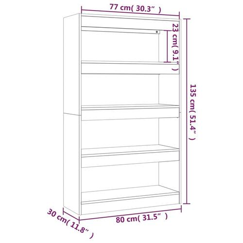 Bogreol/rumdeler 80x30x135 cm konstrueret træ sort