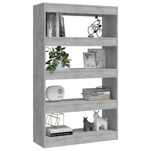 Bogreol/rumdeler 80x30x135 cm konstrueret træ betongrå