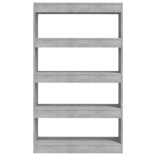 Bogreol/rumdeler 80x30x135 cm konstrueret træ betongrå