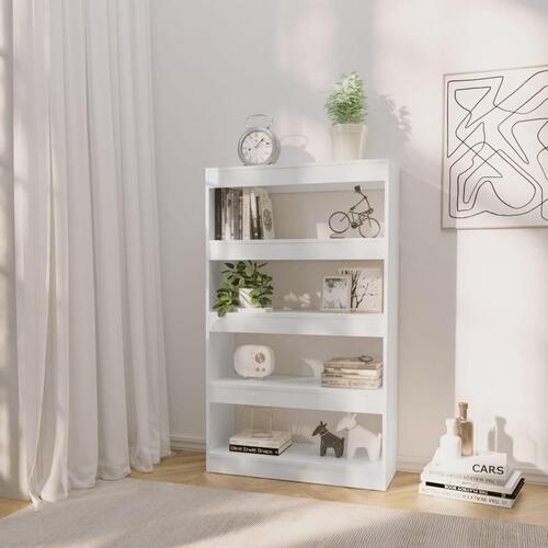Bogreol/rumdeler 80x30x135 cm konstrueret træ hvid højglans
