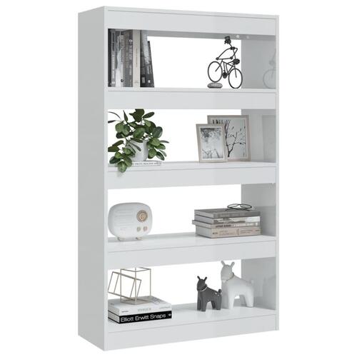 Bogreol/rumdeler 80x30x135 cm konstrueret træ hvid højglans
