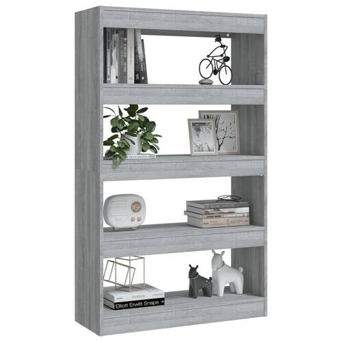 Bogreol/rumdeler 80x30x135 cm konstrueret træ grå sonoma-eg