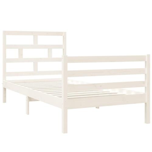 Sengeramme 90x190 cm Single massivt træ hvid