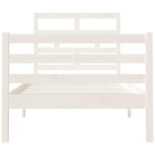 Sengeramme 90x190 cm Single massivt træ hvid