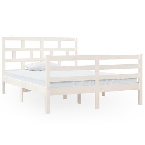 Sengeramme 135x190 cm dobbelt massivt træ hvid