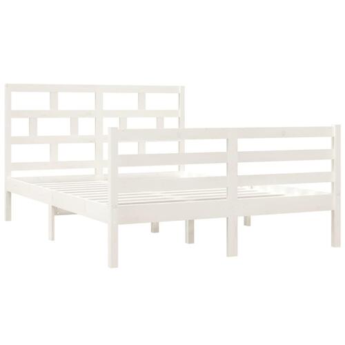 Sengeramme 135x190 cm dobbelt massivt træ hvid