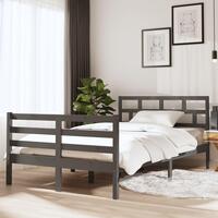 Sengeramme 135x190 cm dobbelt massivt træ grå