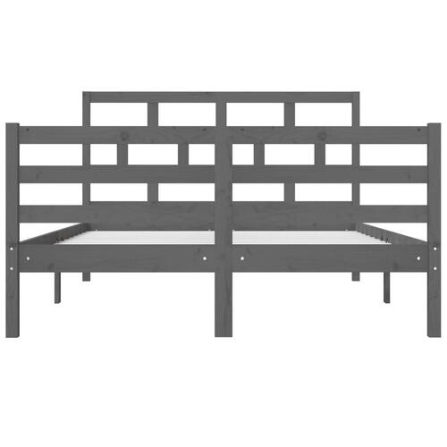 Sengeramme 135x190 cm dobbelt massivt træ grå