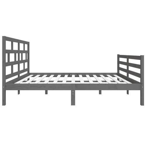 Sengeramme 135x190 cm dobbelt massivt træ grå