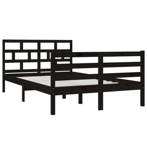 Sengeramme 135x190 cm dobbelt massivt træ sort