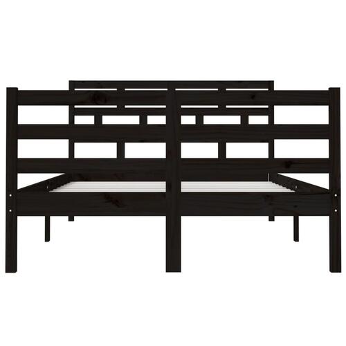 Sengeramme 135x190 cm dobbelt massivt træ sort