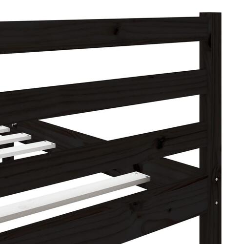 Sengeramme 135x190 cm dobbelt massivt træ sort