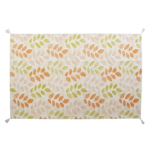 Tæppe - beige/multifarvet bladmotiv 160×230 cm