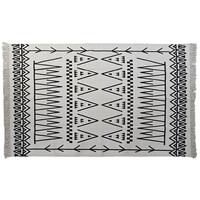 Tæppe 160 x 250 x 0,7 cm Sort Polyester Bomuld Hvid Ikat Boho
