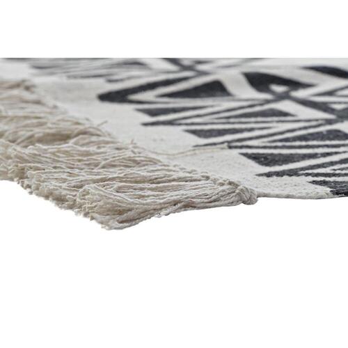 Tæppe 160 x 250 x 0,7 cm Sort Polyester Bomuld Hvid Ikat Boho