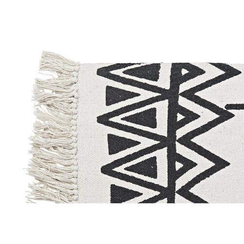 Tæppe 160 x 250 x 0,7 cm Sort Polyester Bomuld Hvid Ikat Boho