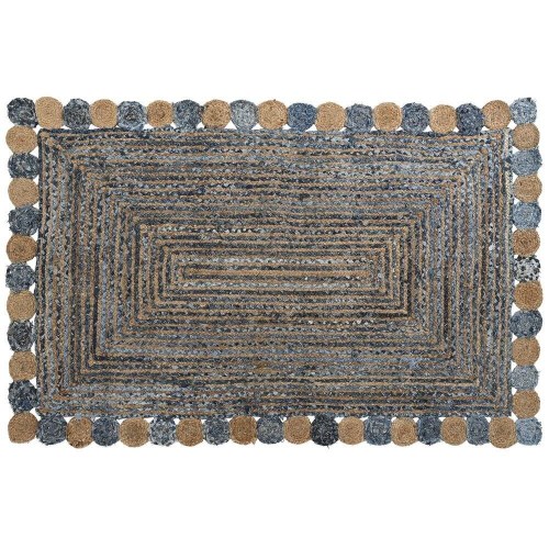 Tæppe - blå/multifarvet, 200 × 290 cm, bomuld og jute