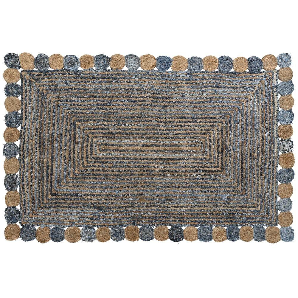 Tæppe - blå/multifarvet, 200 × 290 cm, bomuld og jute