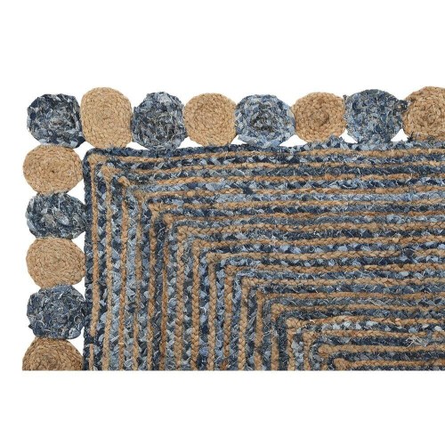 Tæppe - blå/multifarvet, 200 × 290 cm, bomuld og jute