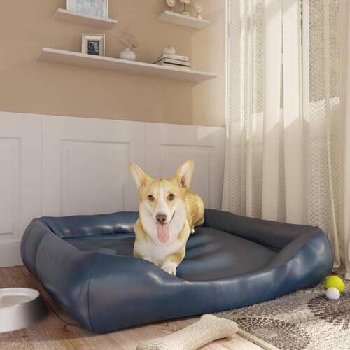 Hundeseng 105x80x25 cm kunstlæder mørkeblå