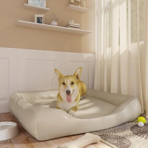 Hundeseng 105x80x25 cm kunstlæder beige