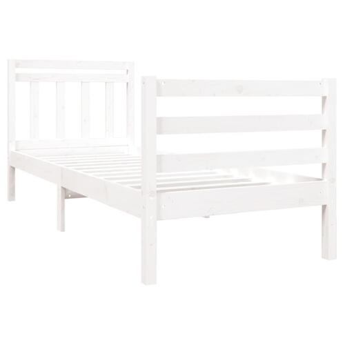 Sengeramme 90x190 cm Single massivt træ hvid