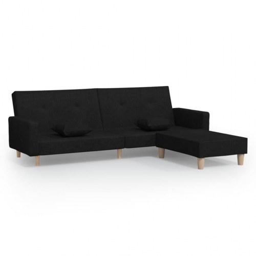 2-personers sovesofa med fodskammel stof sort