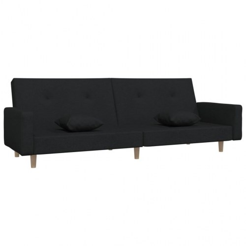 2-personers sovesofa med fodskammel stof sort