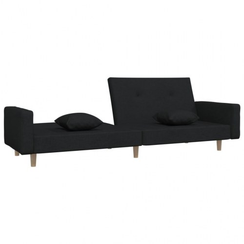 2-personers sovesofa med fodskammel stof sort