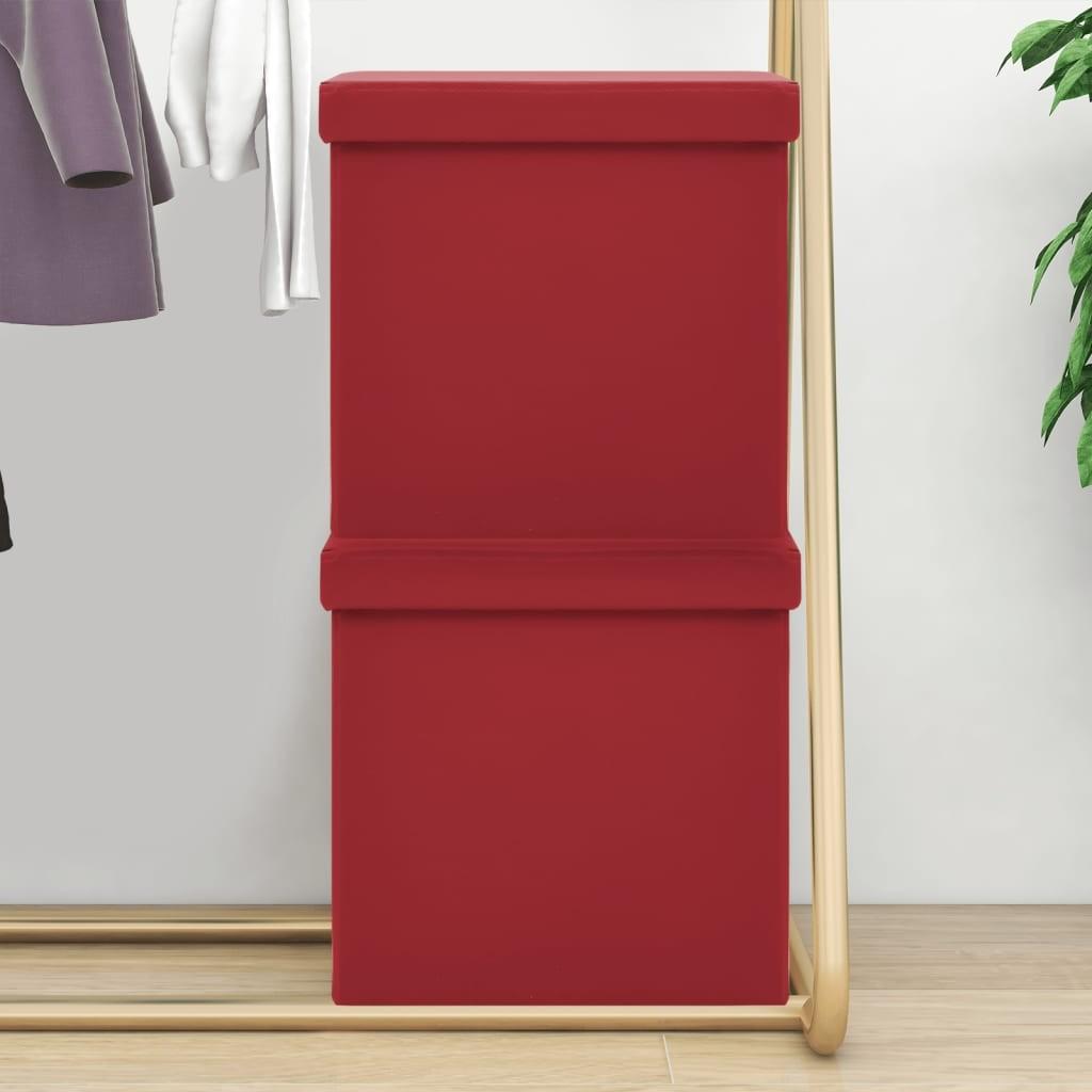 Foldbare puffer 2 stk. PVC vinrød