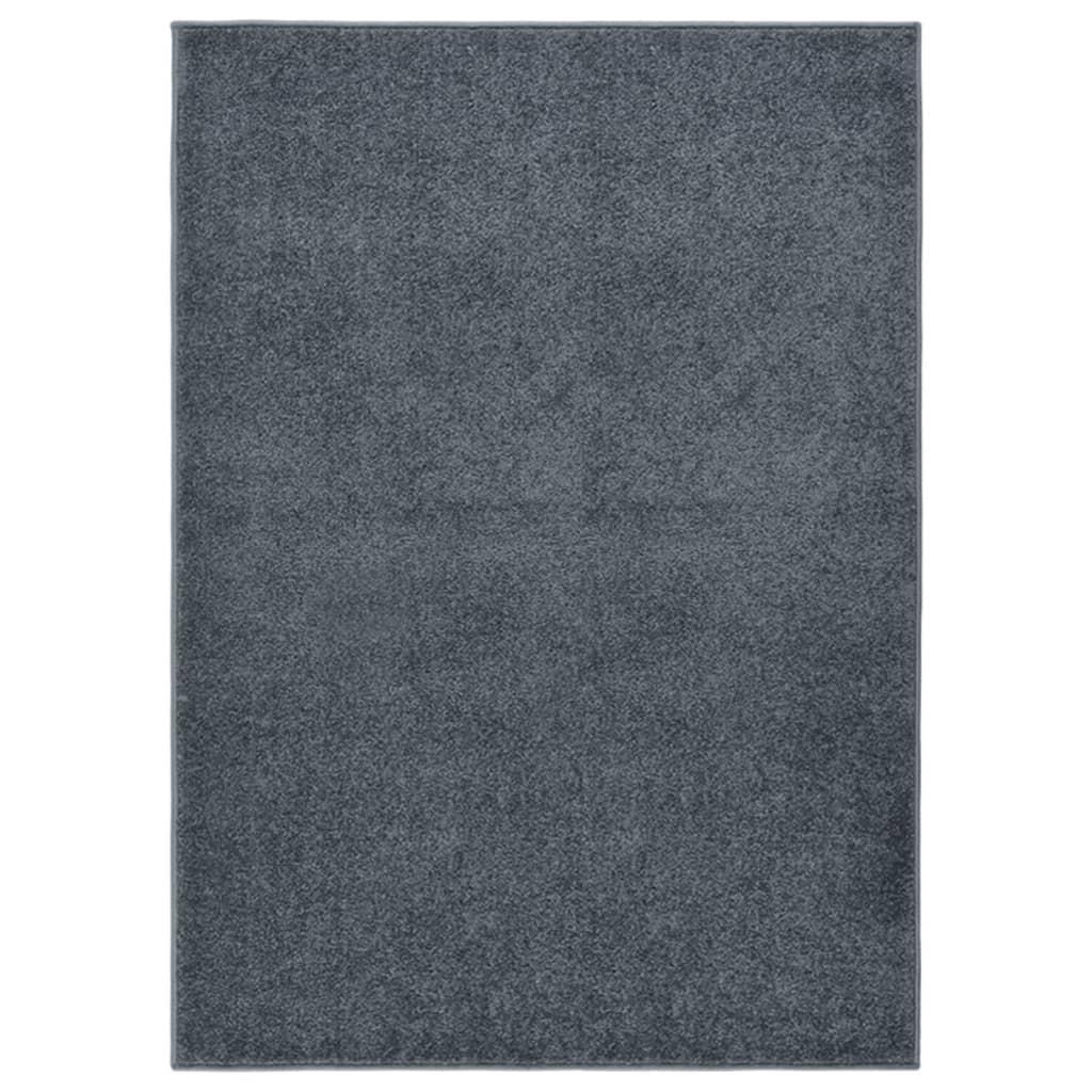 Gulvtæppe 120x170 cm kort luv antracitgrå