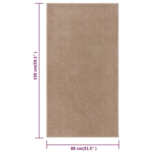 Gulvtæppe 80x150 cm kort luv brun