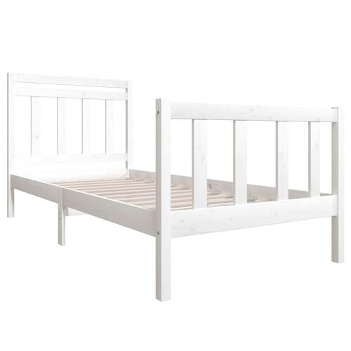 Sengeramme 90x190 cm Single massivt træ hvid