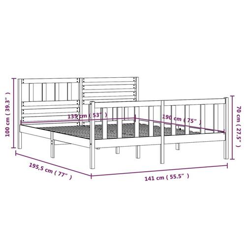 Sengeramme 135x190 cm dobbelt massivt træ