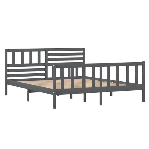 Sengeramme 135x190 cm dobbelt massivt træ grå