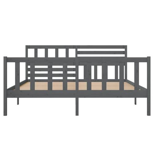 Sengeramme 135x190 cm dobbelt massivt træ grå