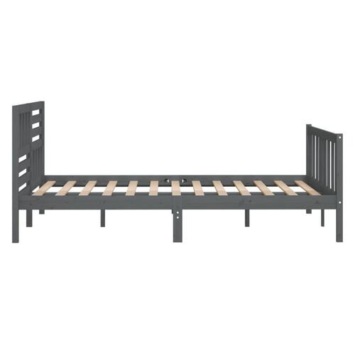 Sengeramme 135x190 cm dobbelt massivt træ grå