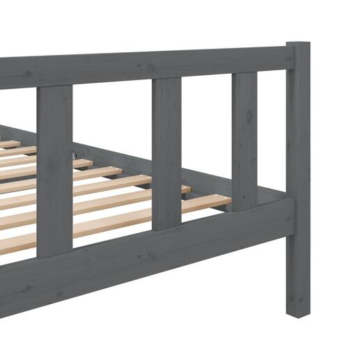 Sengeramme 135x190 cm dobbelt massivt træ grå