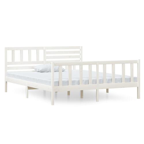 Sengeramme 140x190 cm massivt træ hvid